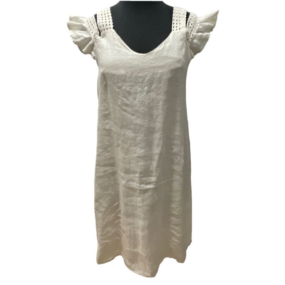 Elegant Cream Ruffle Sleeve Dress